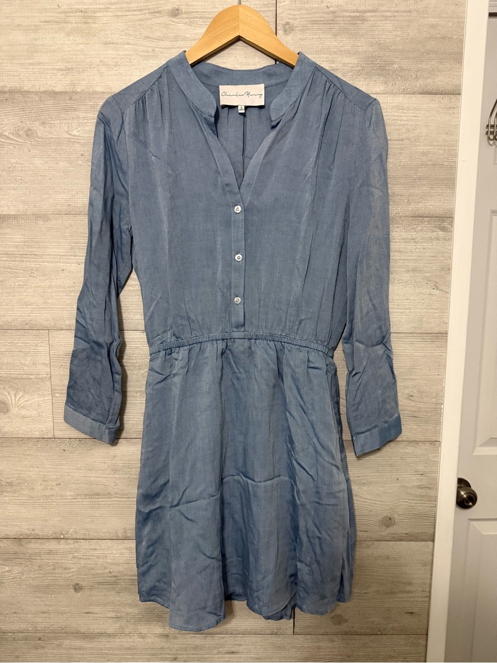 Charles Henry Women Chambray button front Dress Blue Sz Small